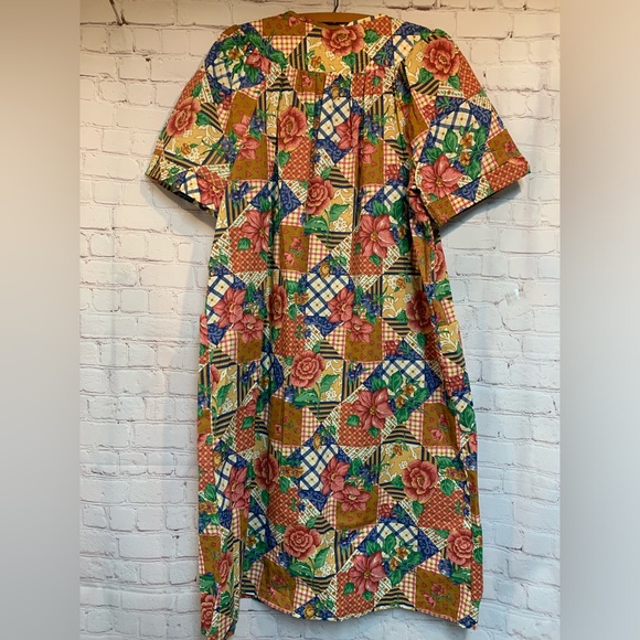 Vintage Deadstock Simply BASIC Floral Patchwork House Dress Size L - Picture 5 of 5